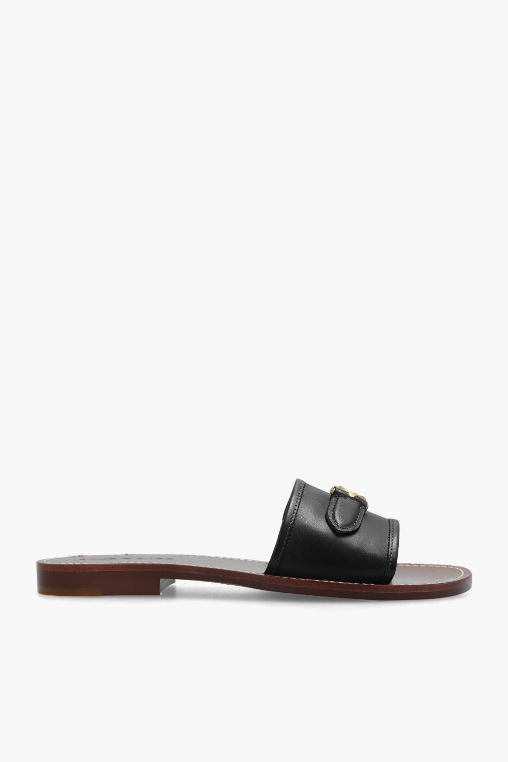 COACH Ina Logo-plaque Leather Sandals in Brown Lyst UK