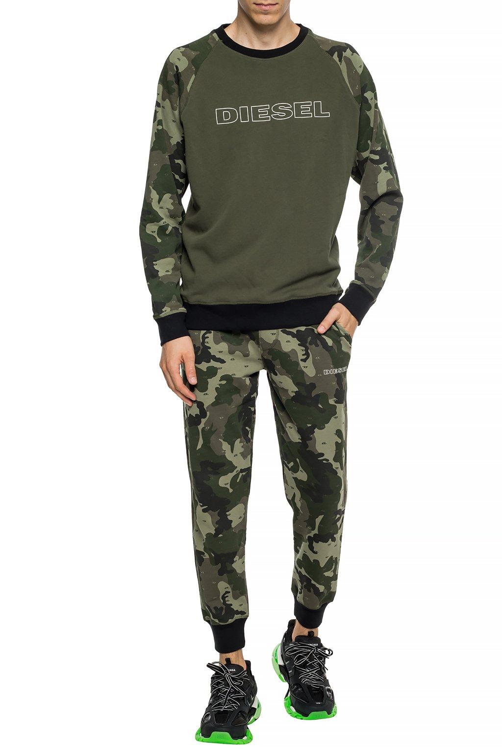 DIESEL Cotton Camo Sweatpants in Green for Men Lyst