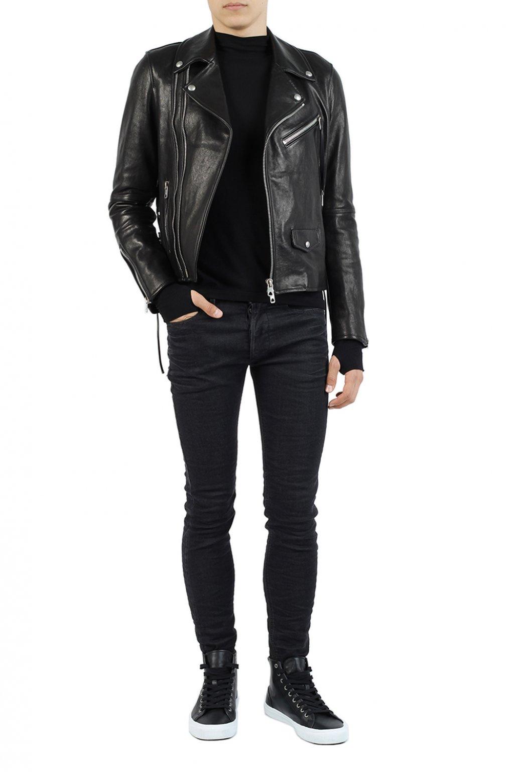 DIESEL Leather Biker Jacket in Black for Men | Lyst