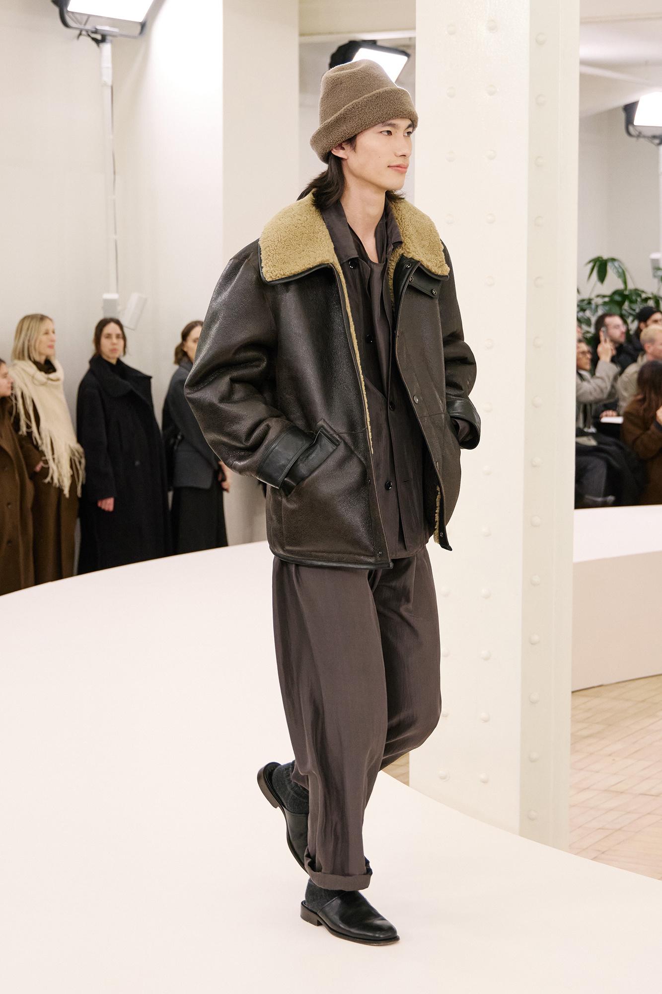 Lemaire Shearling Coat With Pockets, in Black for Men | Lyst