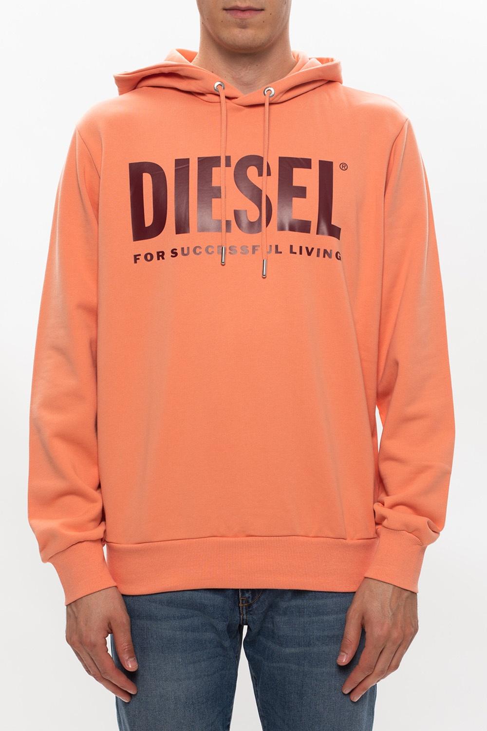 DIESEL Cotton Sweatshirt With Logo Orange for Men - Lyst