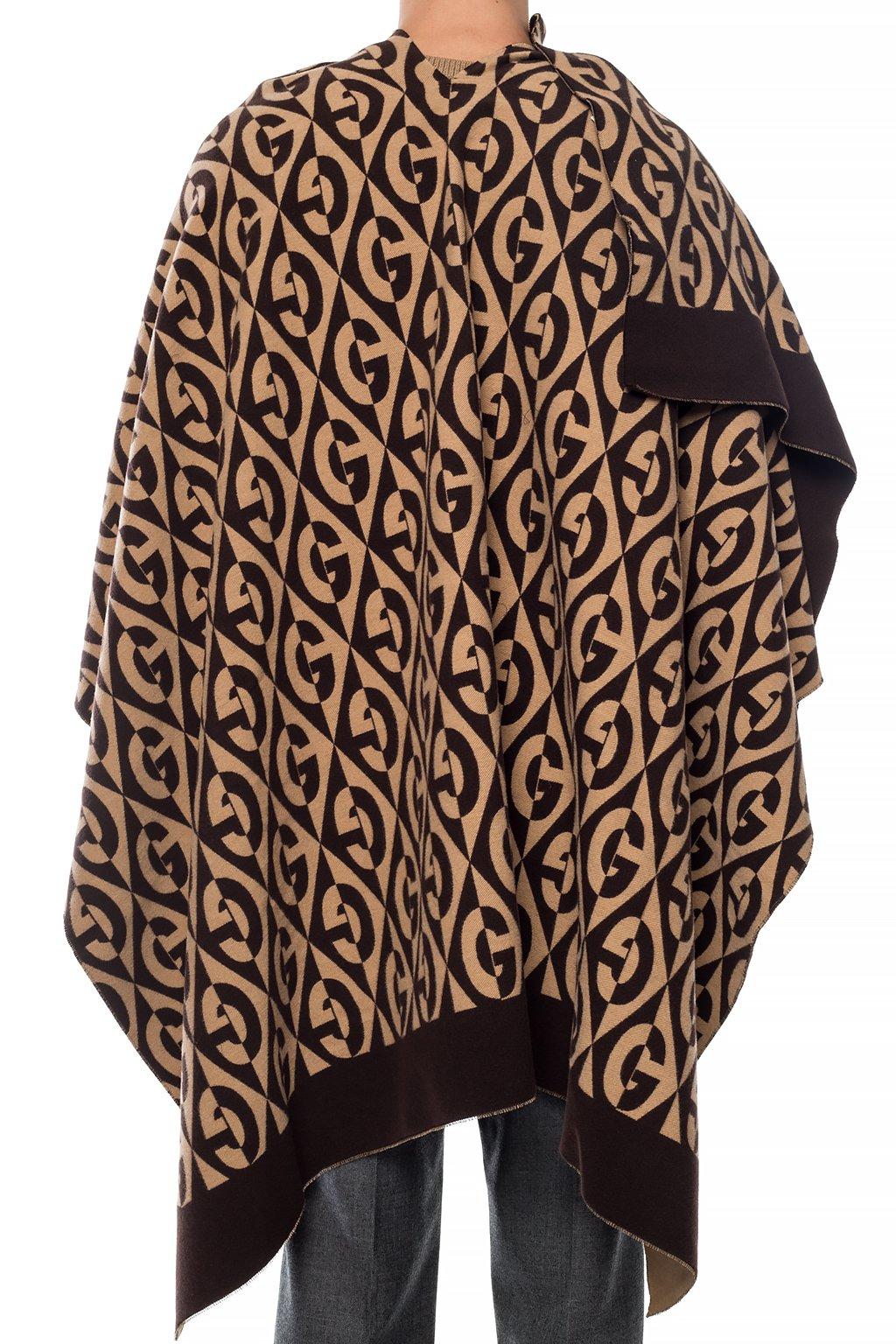 Gucci Wool Poncho With Logo Pattern in Brown for Men - Lyst