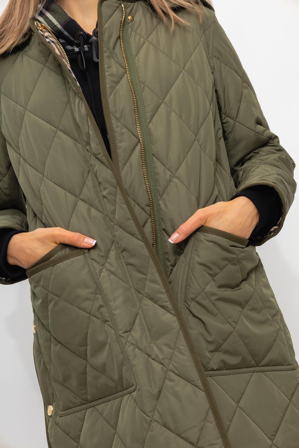 Burberry 'parkgate' Quilted Coat in Green | Lyst