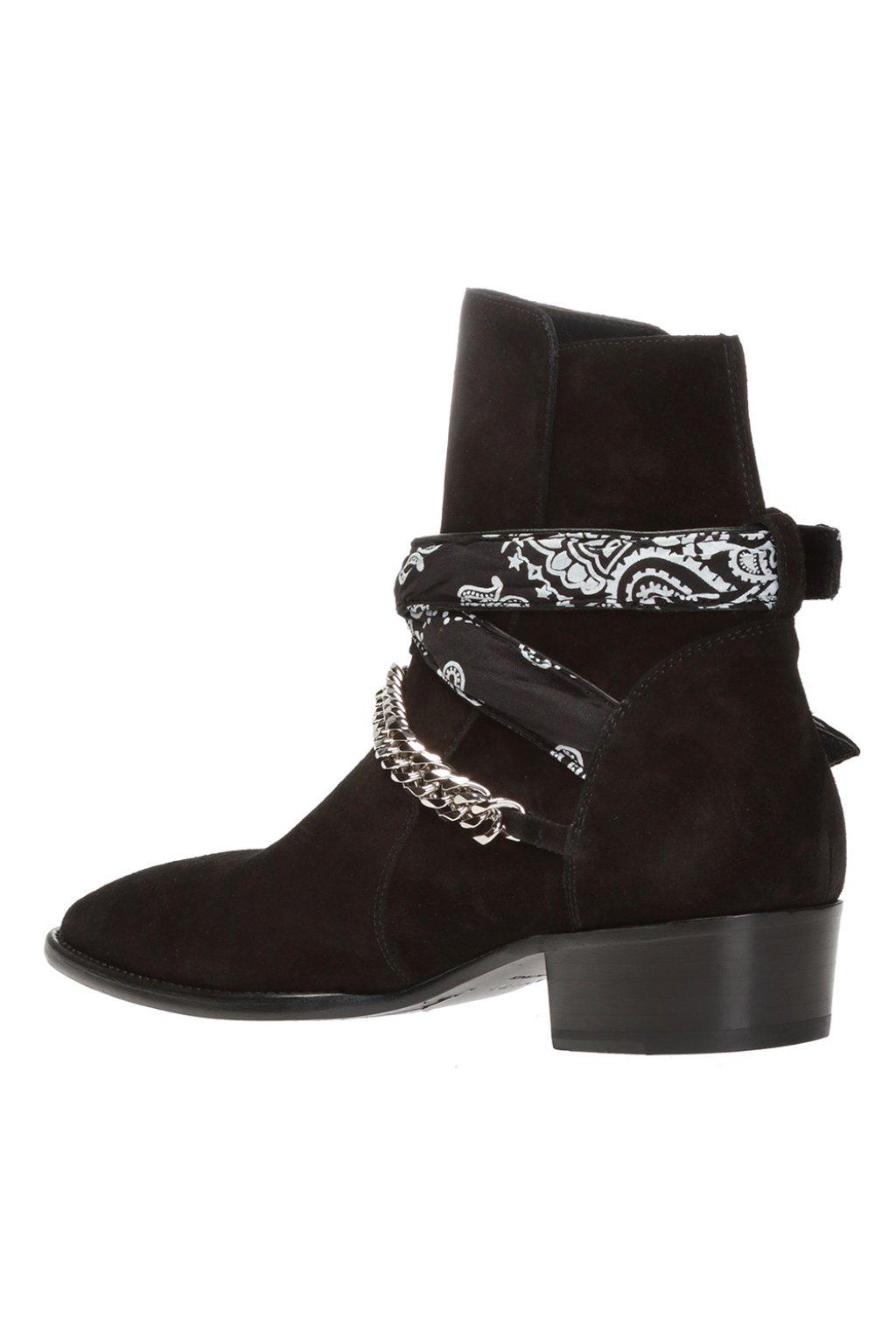 Amiri Leather Paisley Ankle Boots in Black for Men - Lyst