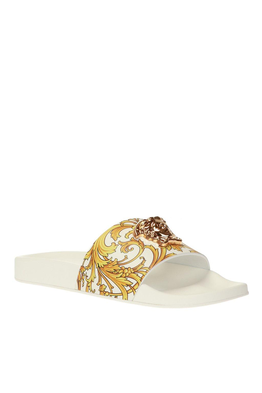 medusa stud leather slides