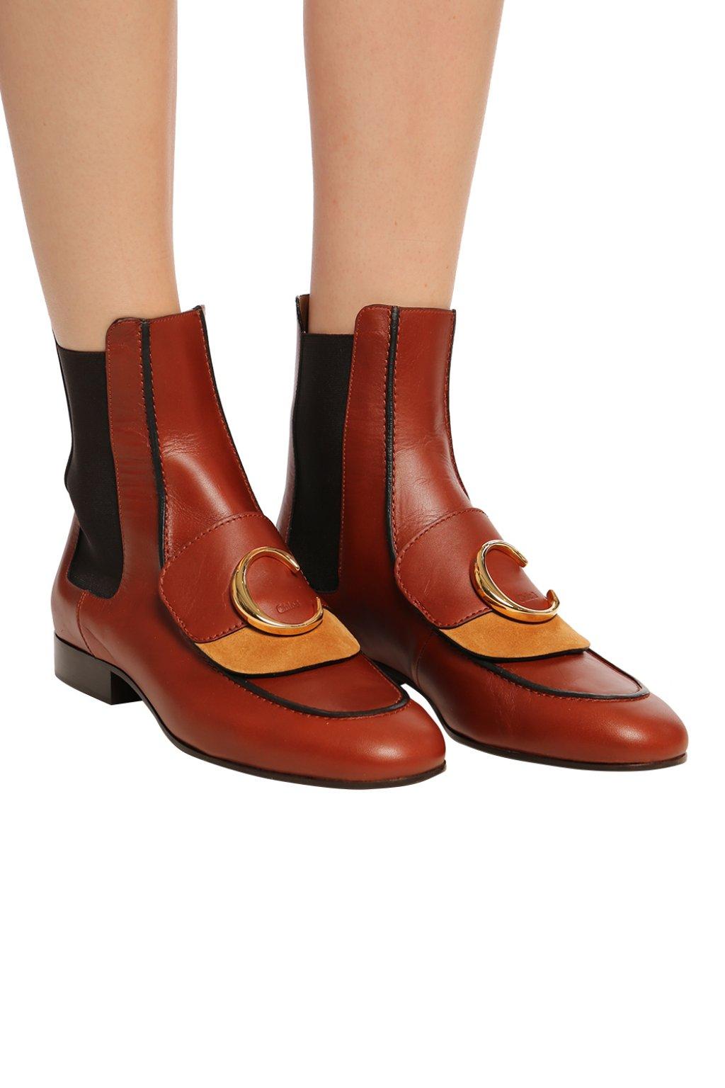 Chloé Suede C Flat Chelsea Boot in Brown - Lyst