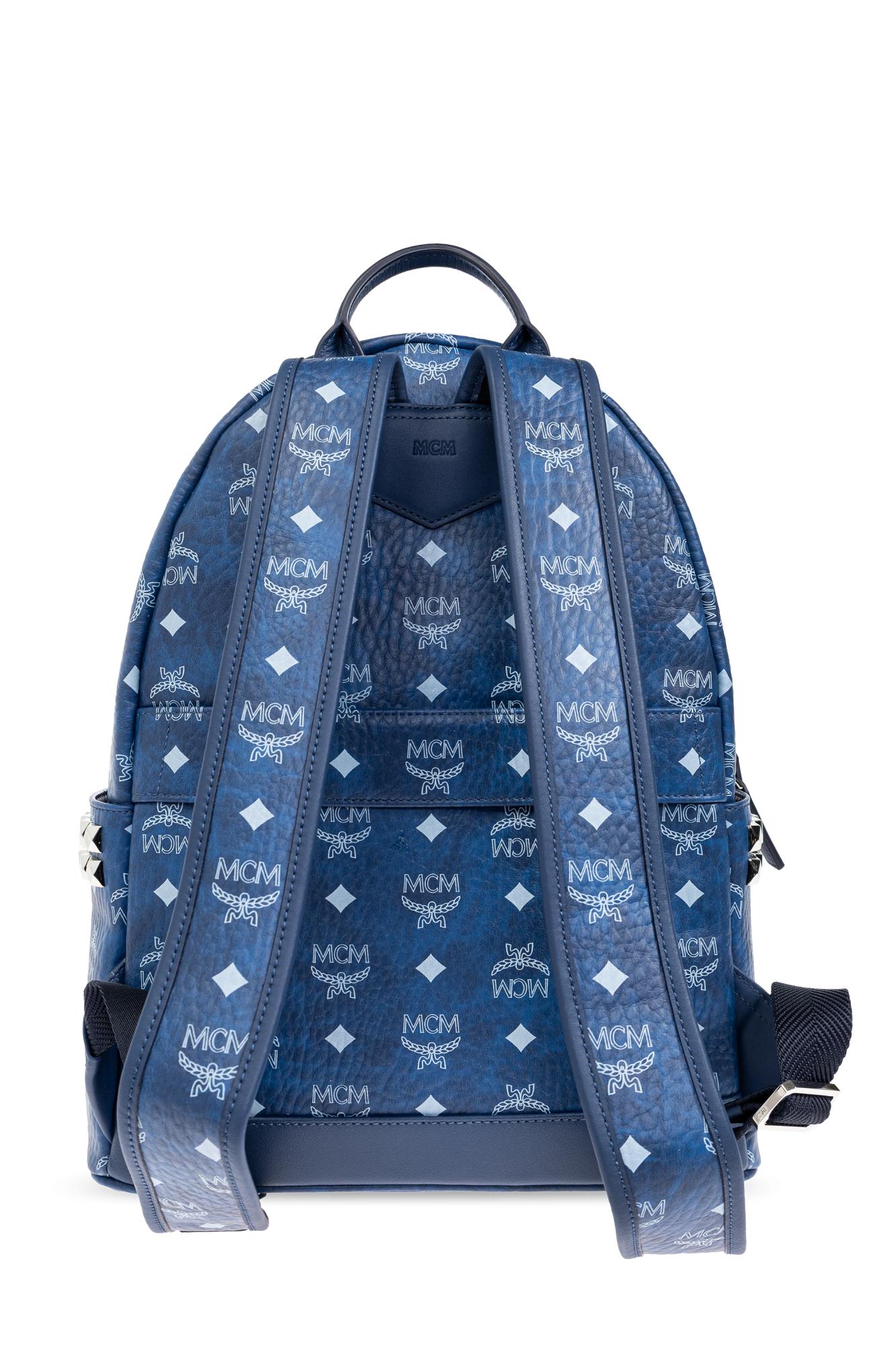 MCM バックパック 青 ロゴプリント MCM Backpack With Logo in Blue for Men | Lyst