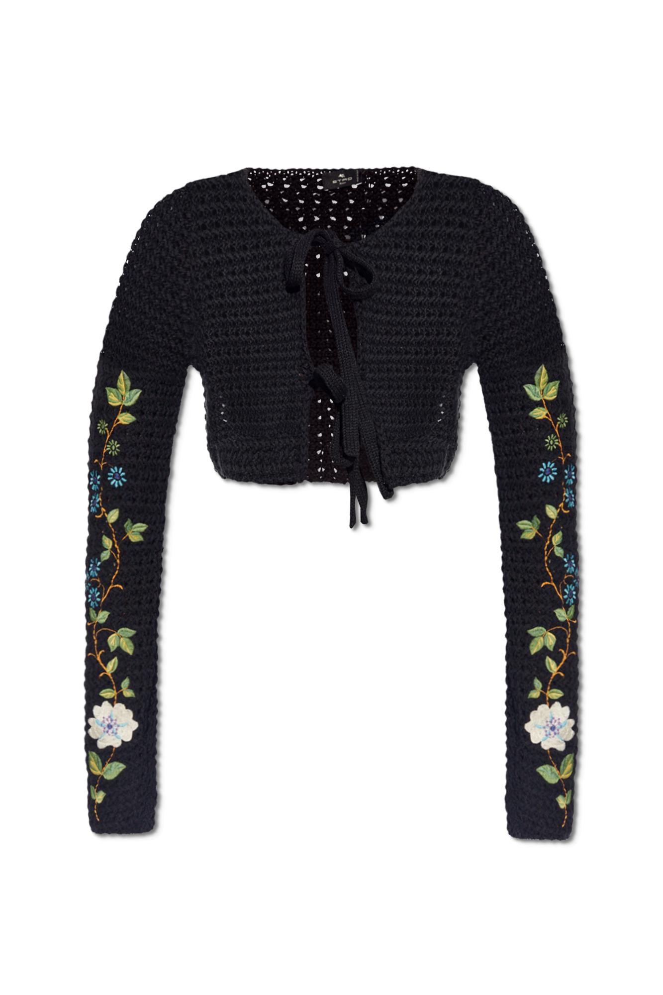 ETRO logo-embroidered buttoned cropped cardigan - Black