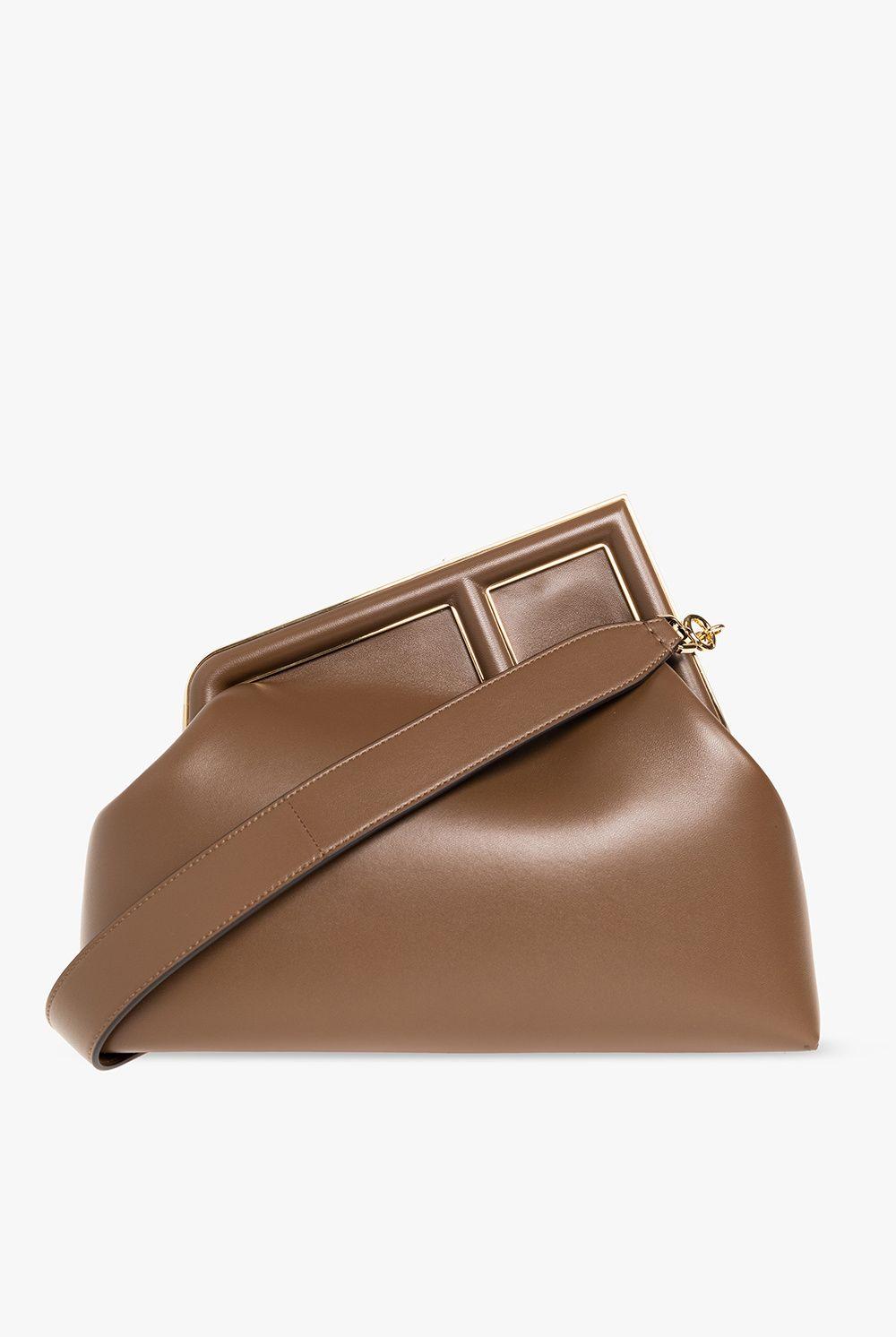 Fendi First Medium Leather Shoulder Bag in Brown