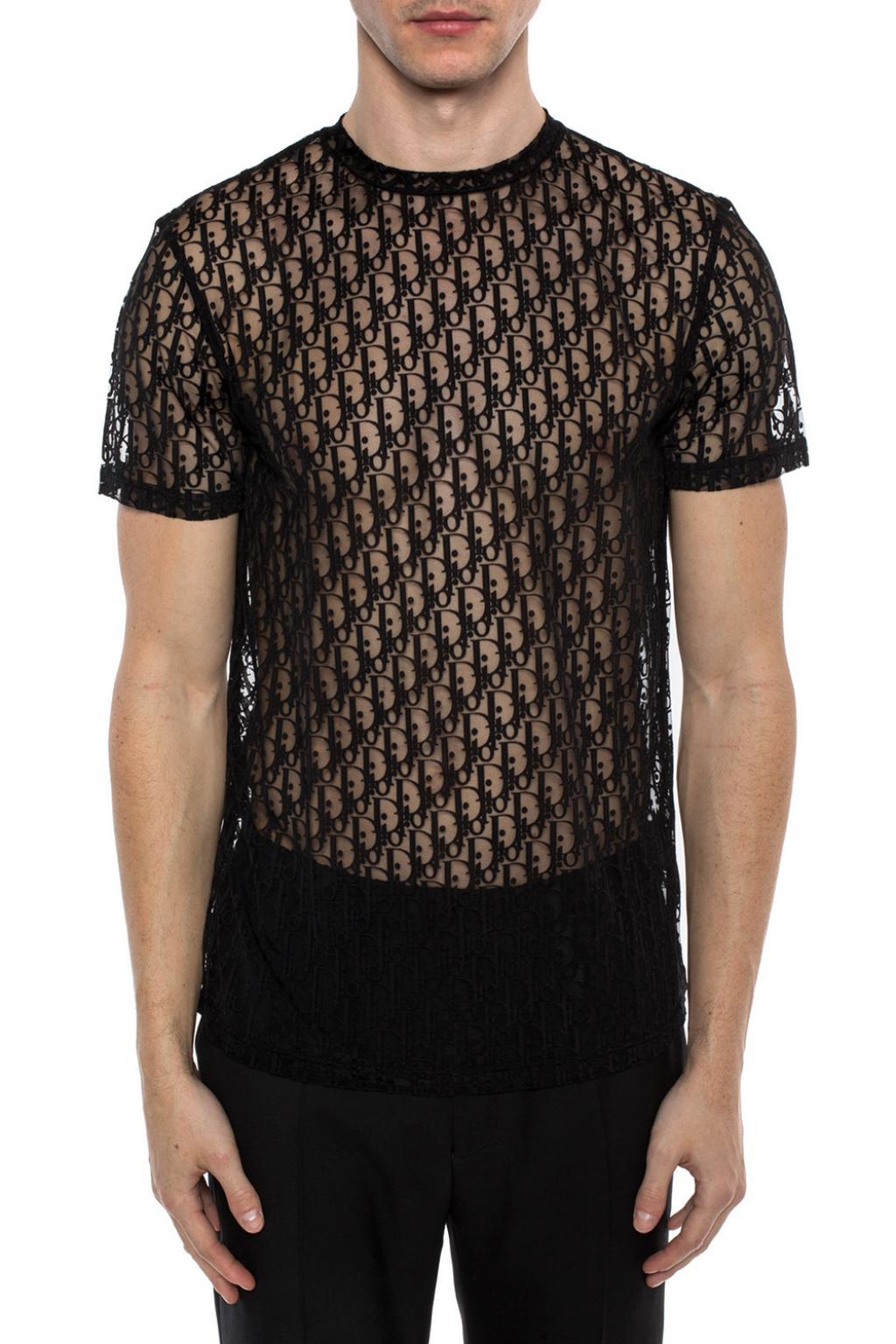 Dior Synthetic Sheer T-shirt With Logo in Black for Men - Lyst
