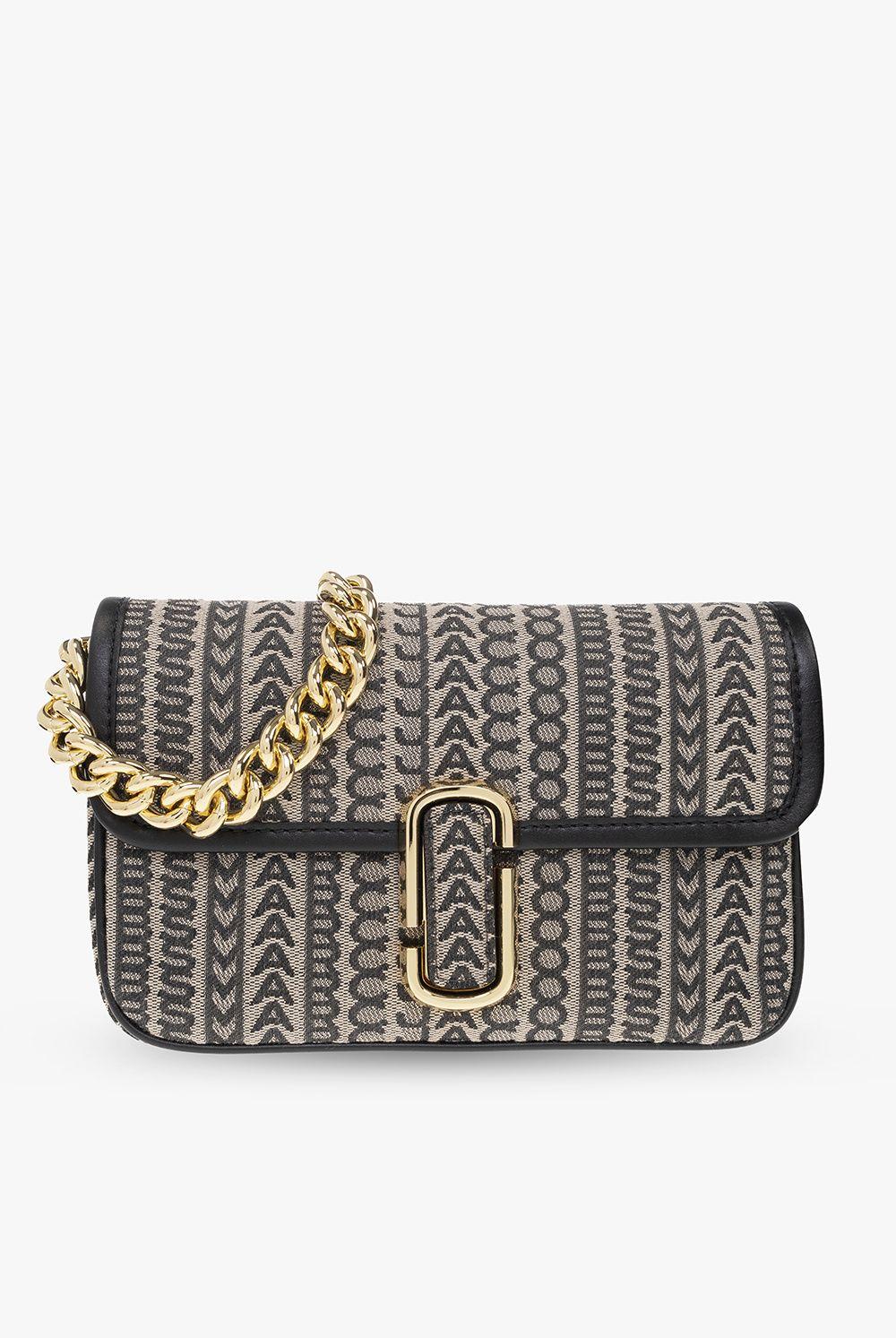 Marc Jacobs Beige & Black 'The Monogram J Marc' Shoulder Bag