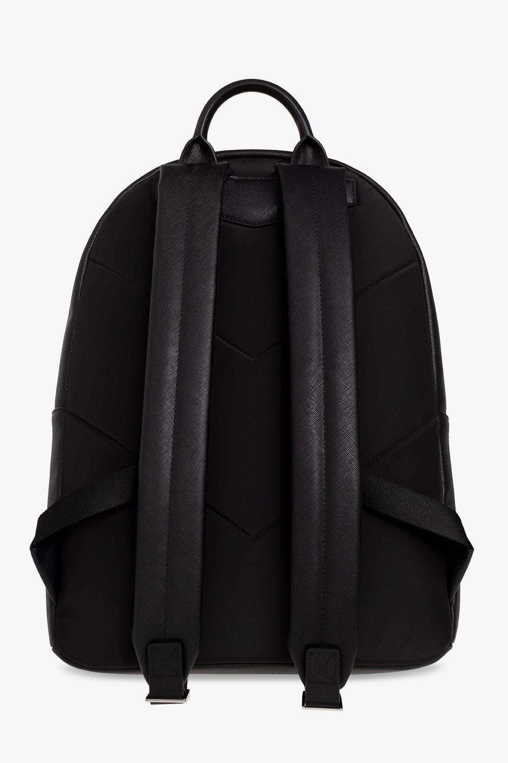 Gradient leather backpack with all-over embossed eagle