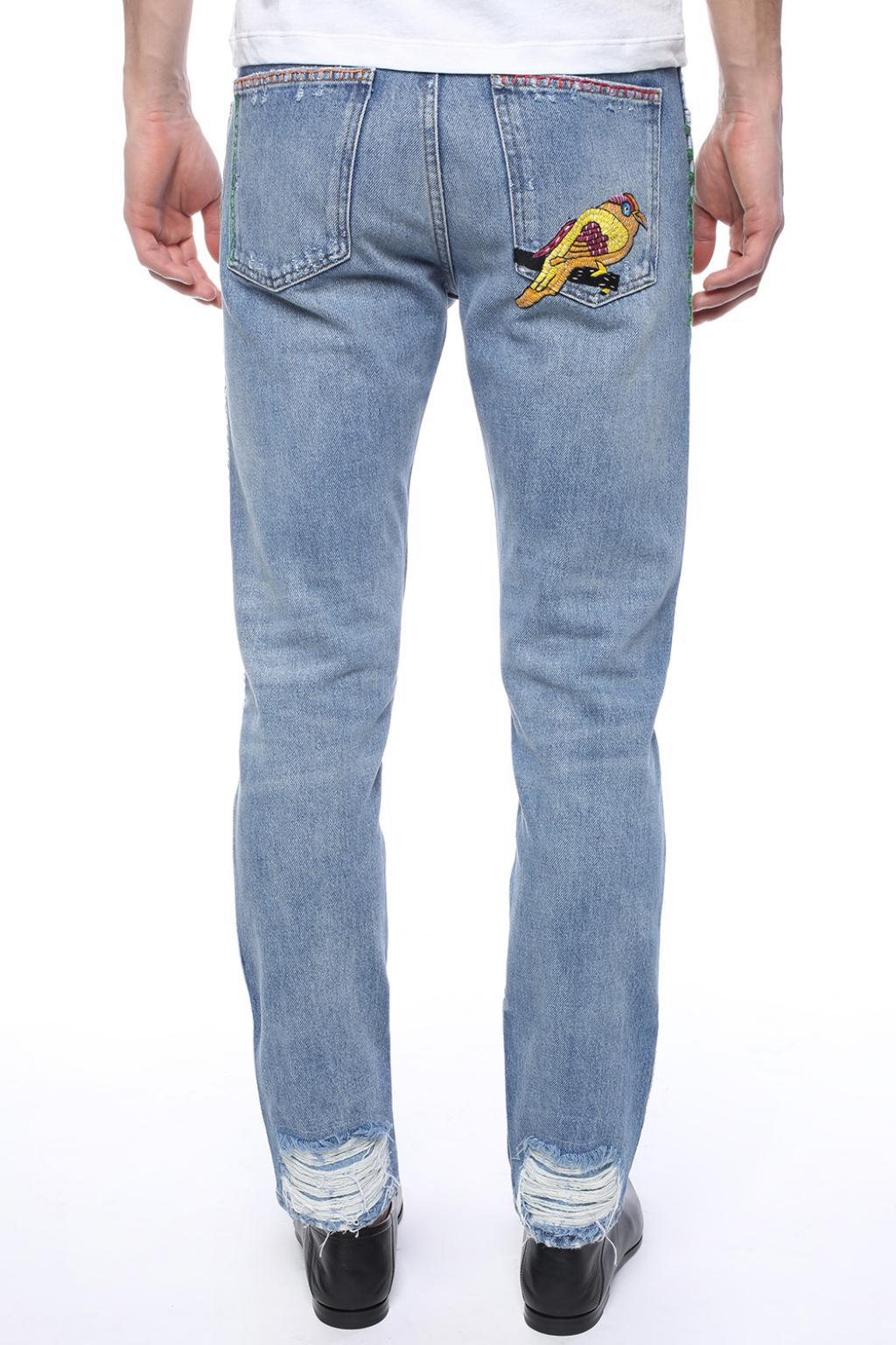gucci jeans side stripe