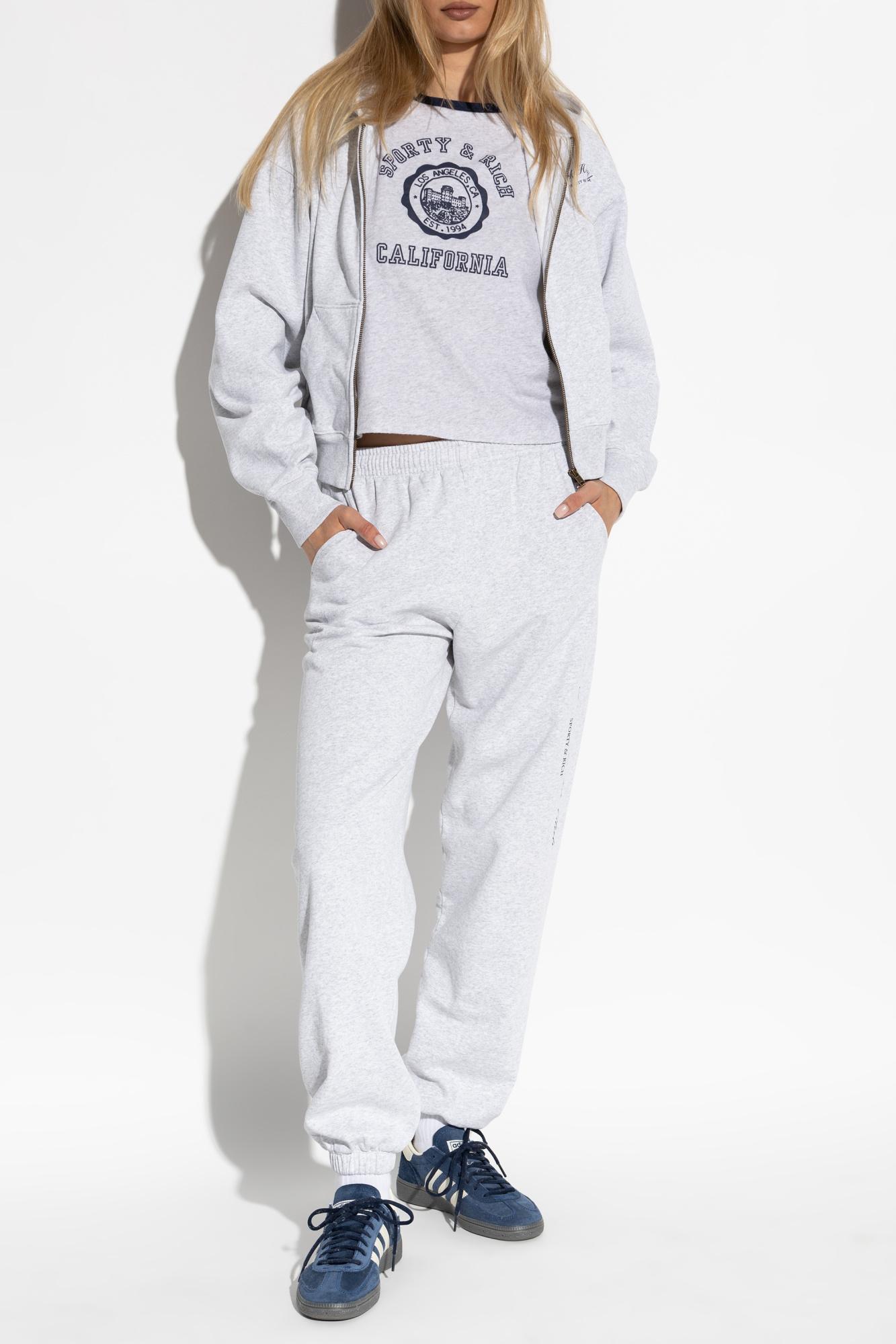 【h】SPORTY & RICH フーディー Buy SPORTY & RICH men grey zippered hoodie with logo for