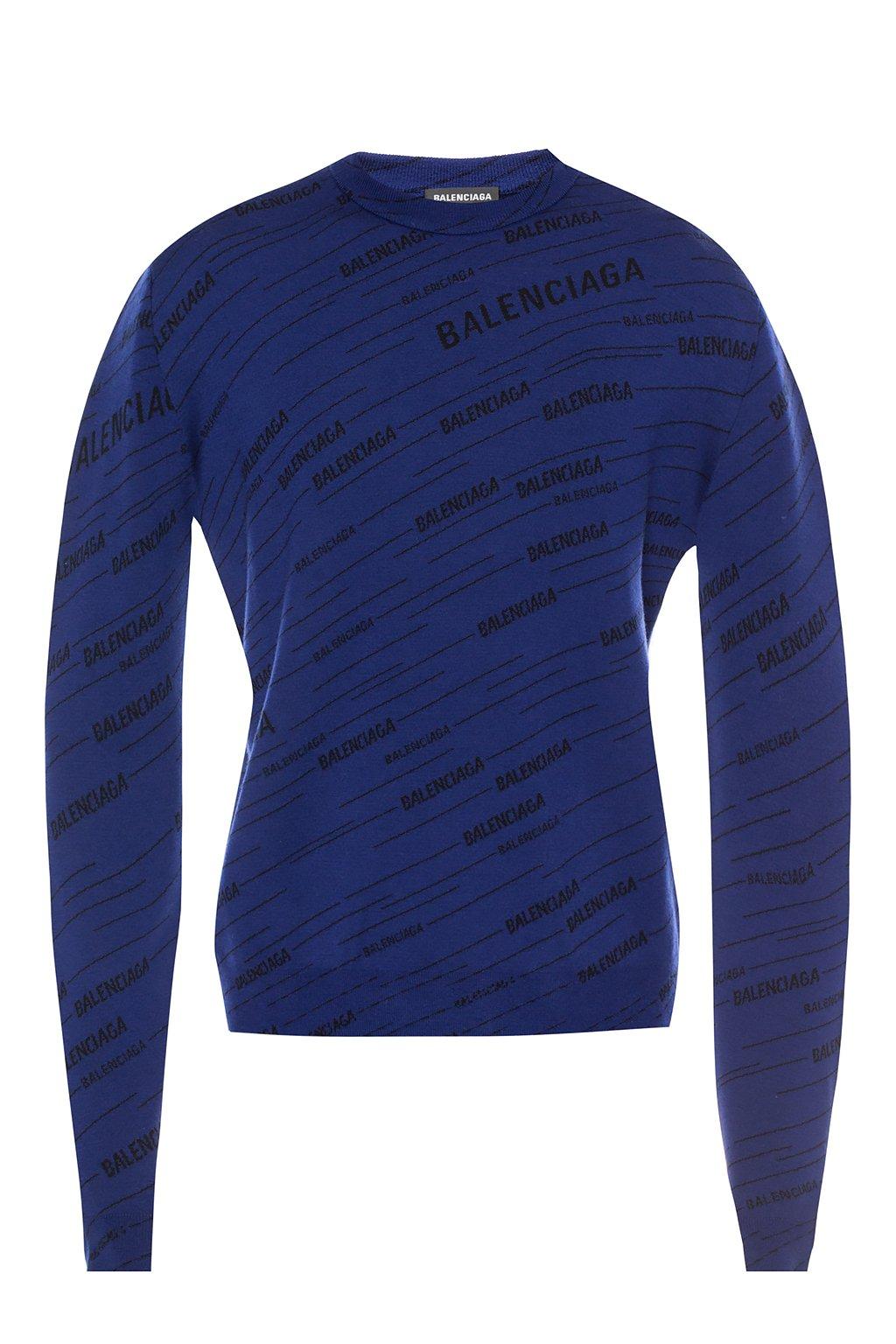 Balenciaga Wool Patterned Sweater in Navy Blue (Blue) for Men - Lyst