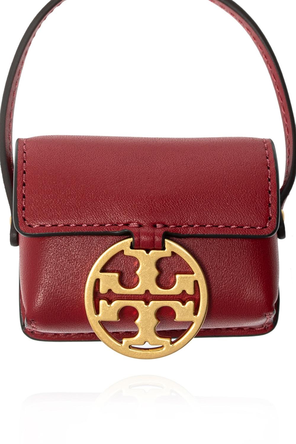 Tory Burch Leather Miller Case For Airpods in Red | Lyst