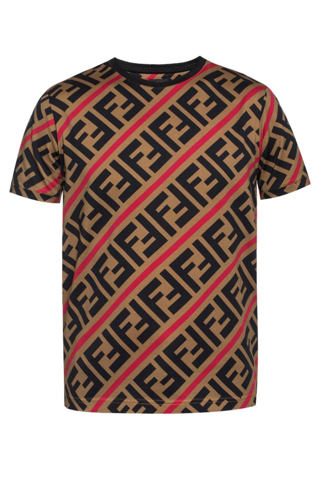 Fendi Double F Logo T-shirt in Brown for Men | Lyst