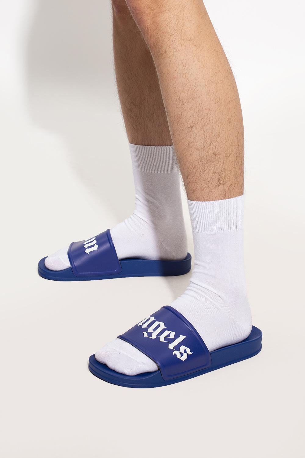 Palm Angels Slides With Logo in Blue 