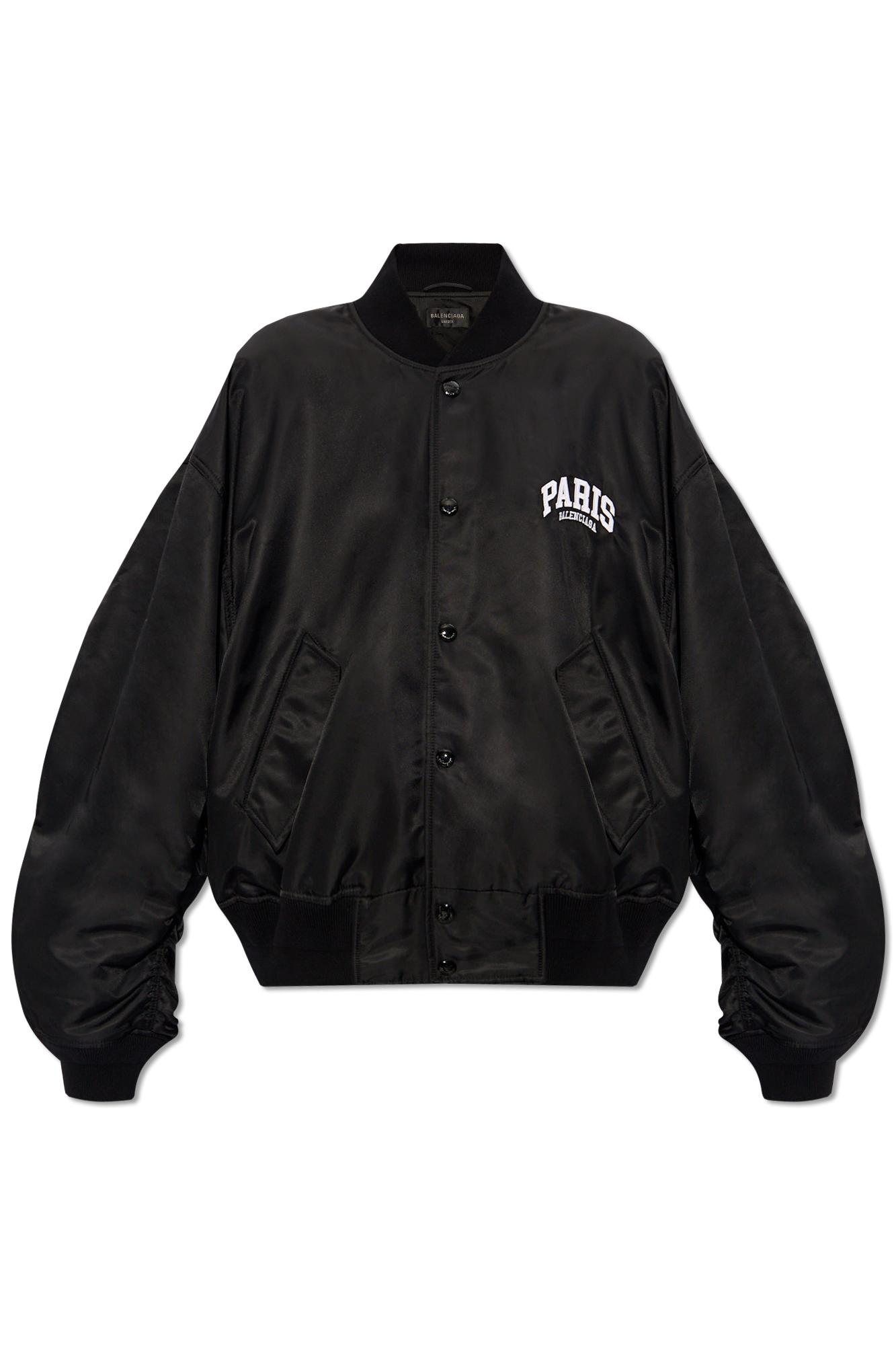 Balenciaga ruched bomber jacket - Black
