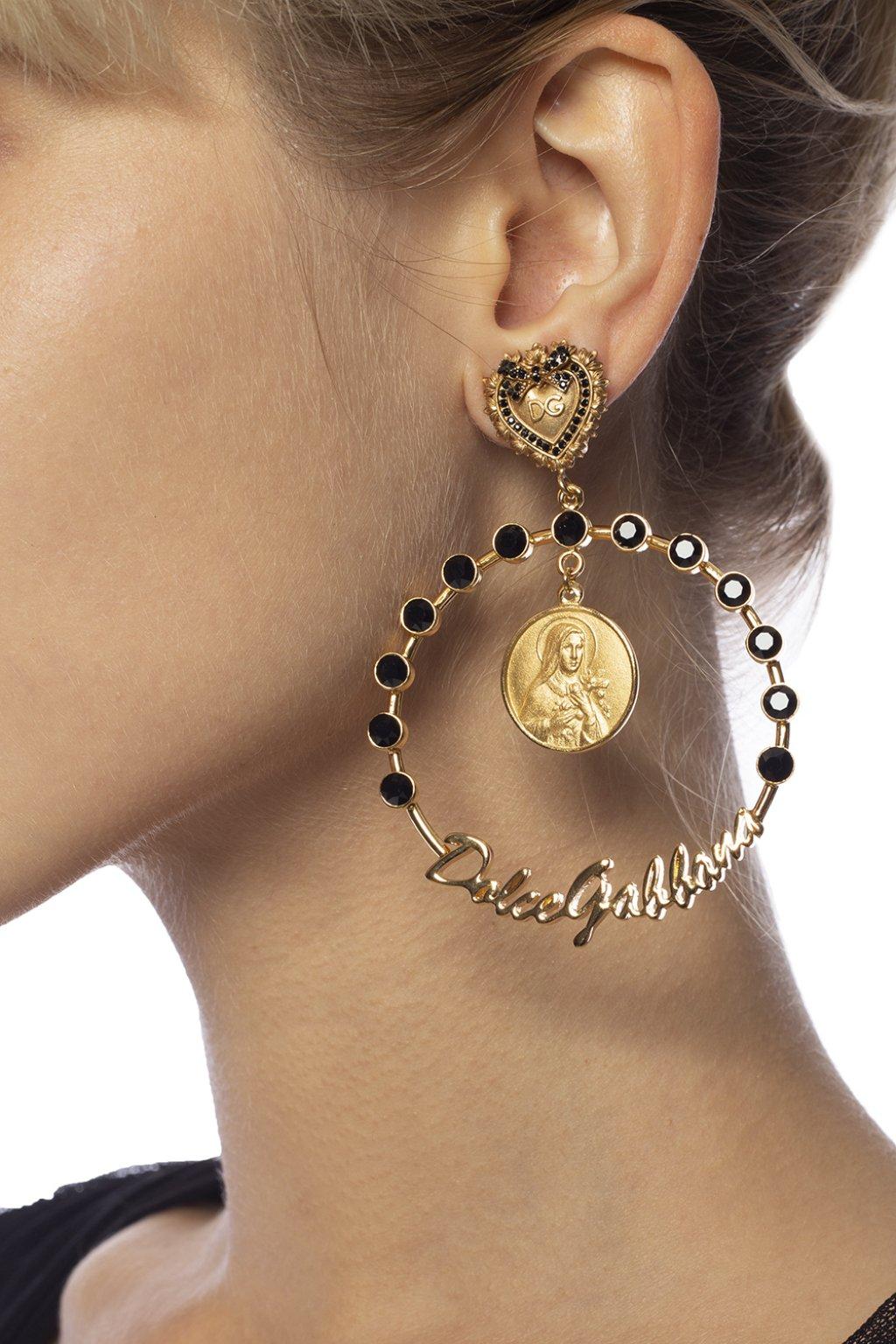 Dolce & Gabbana Branded Clipon Earrings Gold in Metallic Save 63 Lyst