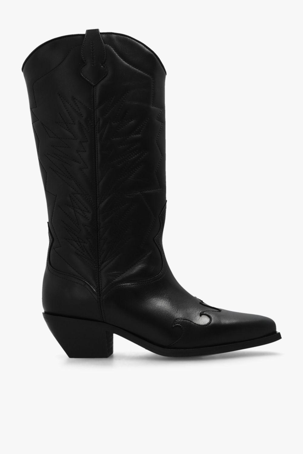 AllSaints 'kacey' Heeled Cowboy Boots in Black | Lyst
