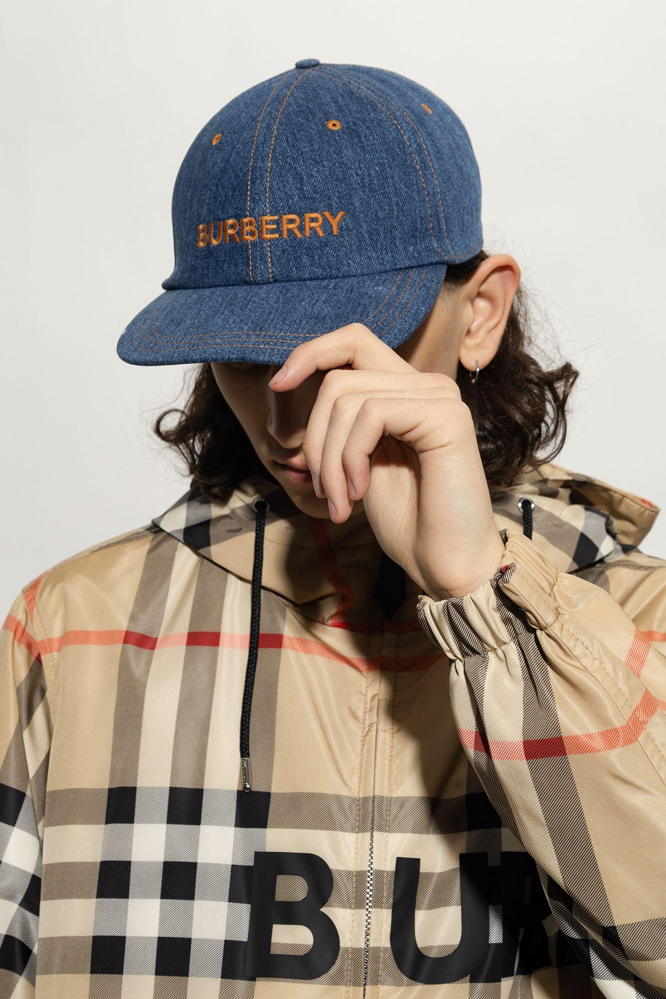 Burberry Tb Monogram Denim Baseball Cap in Blue