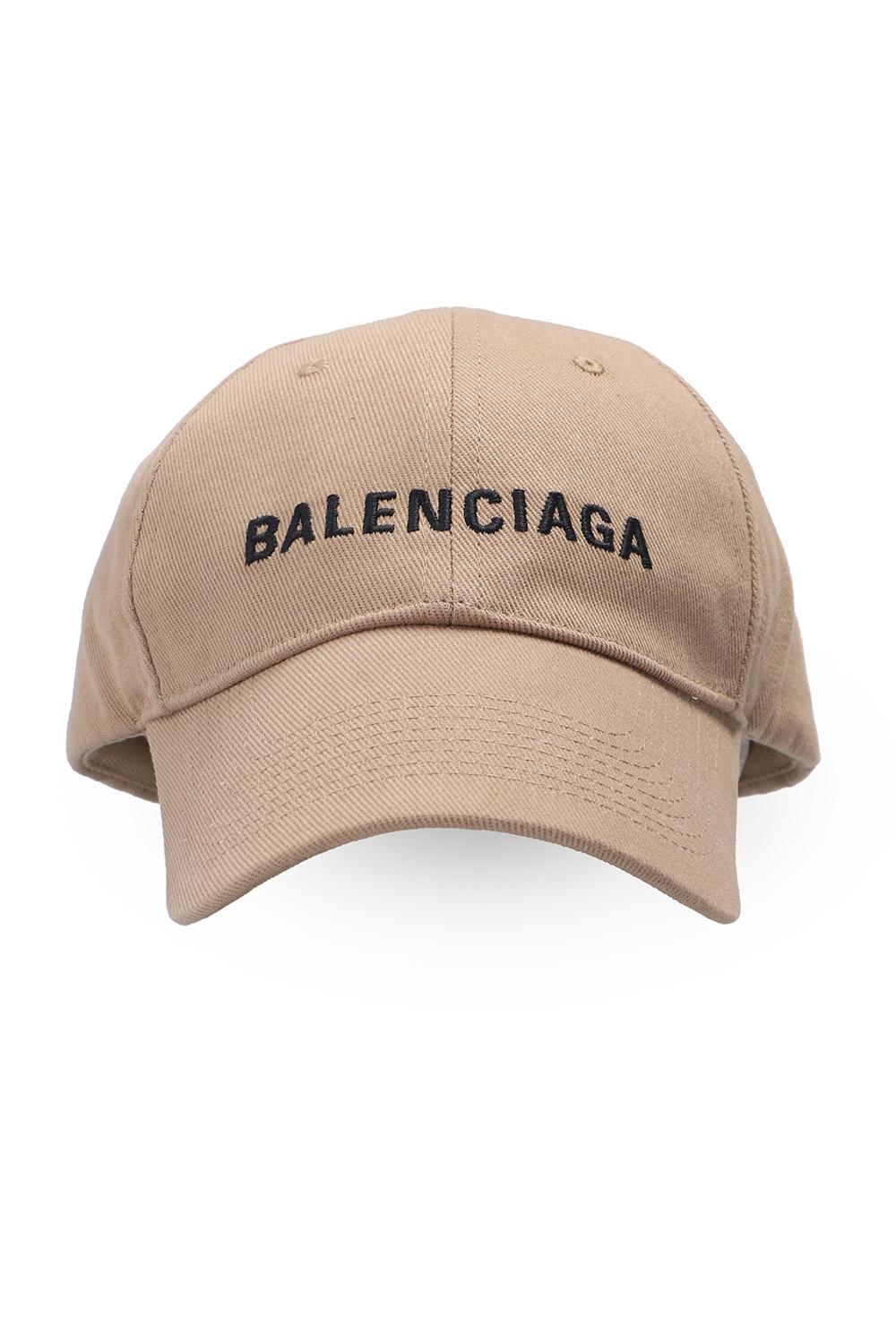 Balenciaga Cotton Branded Baseball Cap Beige in Natural for Men - Lyst