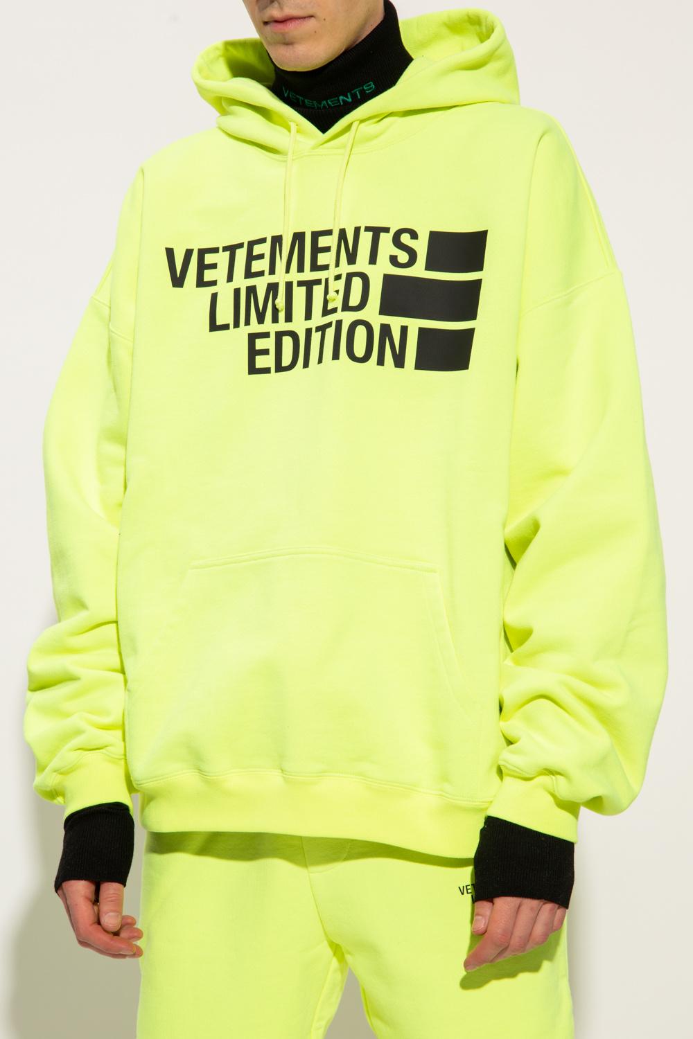 Vetements Men's Neon Flag Logo Terry Hoodie