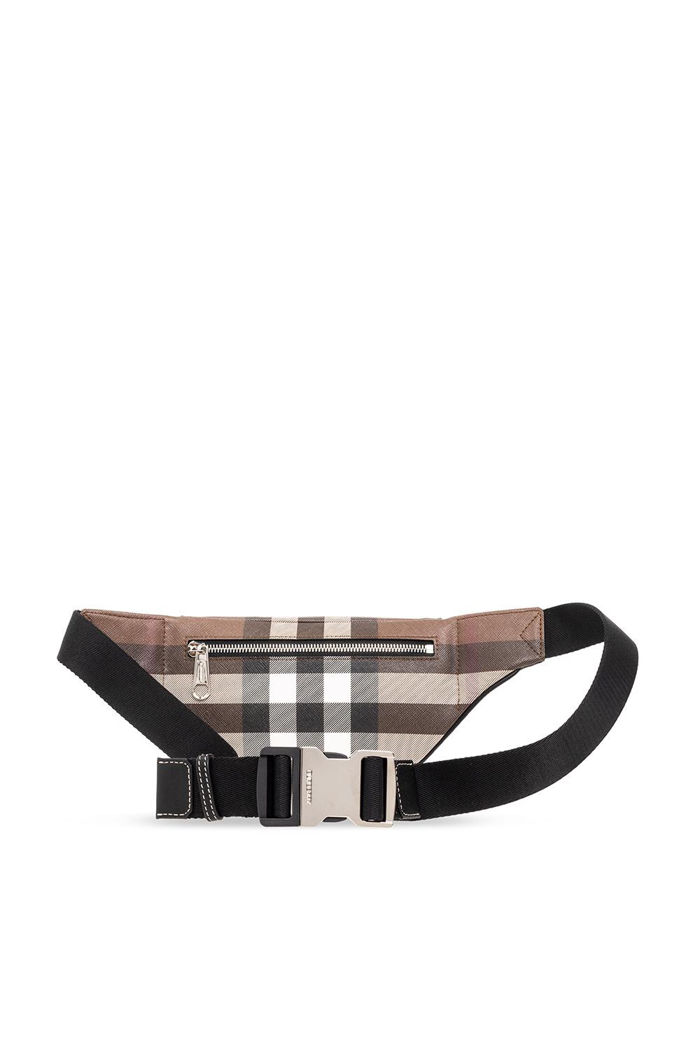 Burberry Men's Mini Cason Check Belt Bag - Charcoal