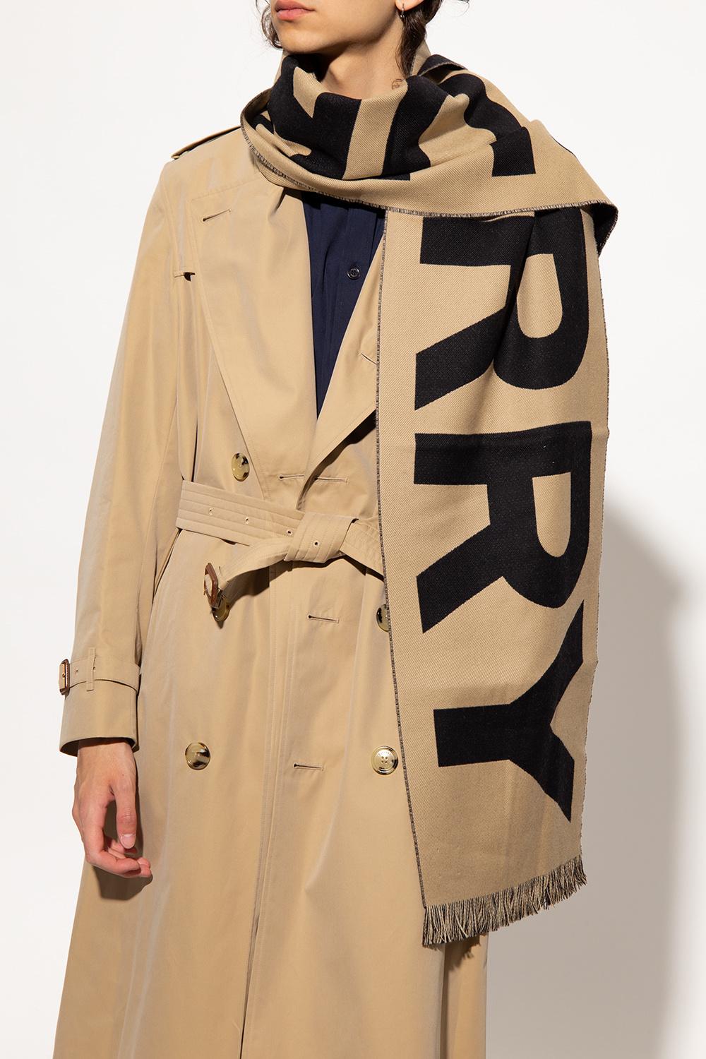 Burberry Wool Scarf With Logo Unisex in Beige (Natural) | Lyst