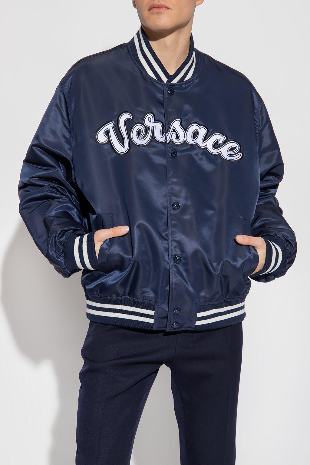 Versace Bomber Jacket in Blue for Men | Lyst