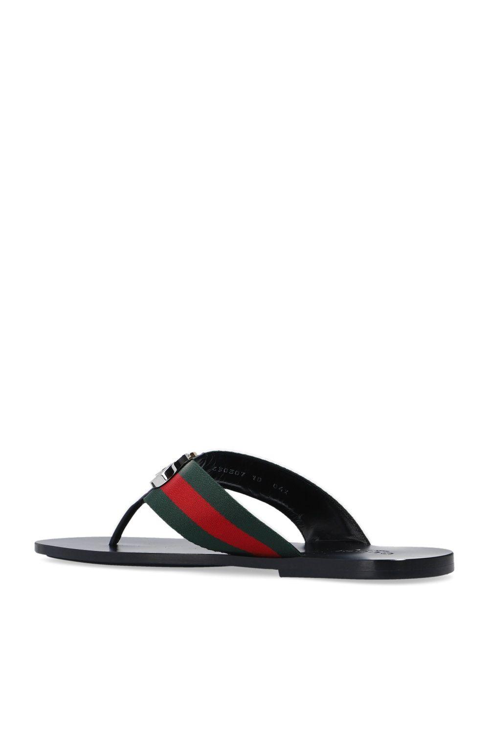 Gucci Men's Web Slide Sandals - Black - Size 11