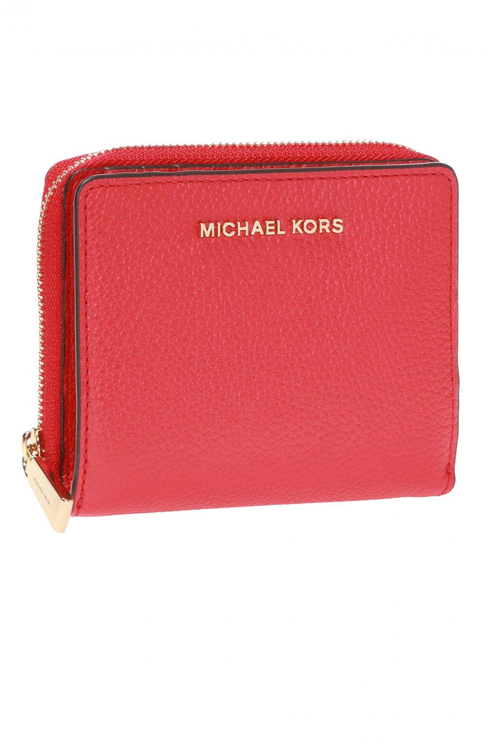 Michael Kors Leather Wallet With Metal Logo in Red - Lyst