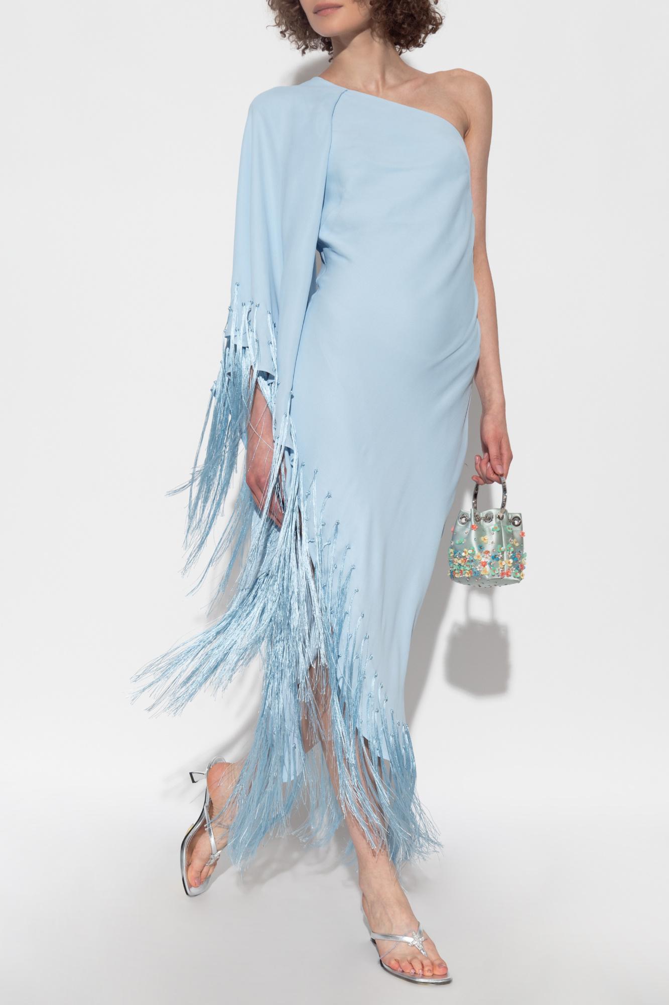cult gaia blue feather dress Light Blue Evening Dresses with Feathers Cape Luxury Formal Party Dress for Women Wedding Sky Blue / 10 main image 1