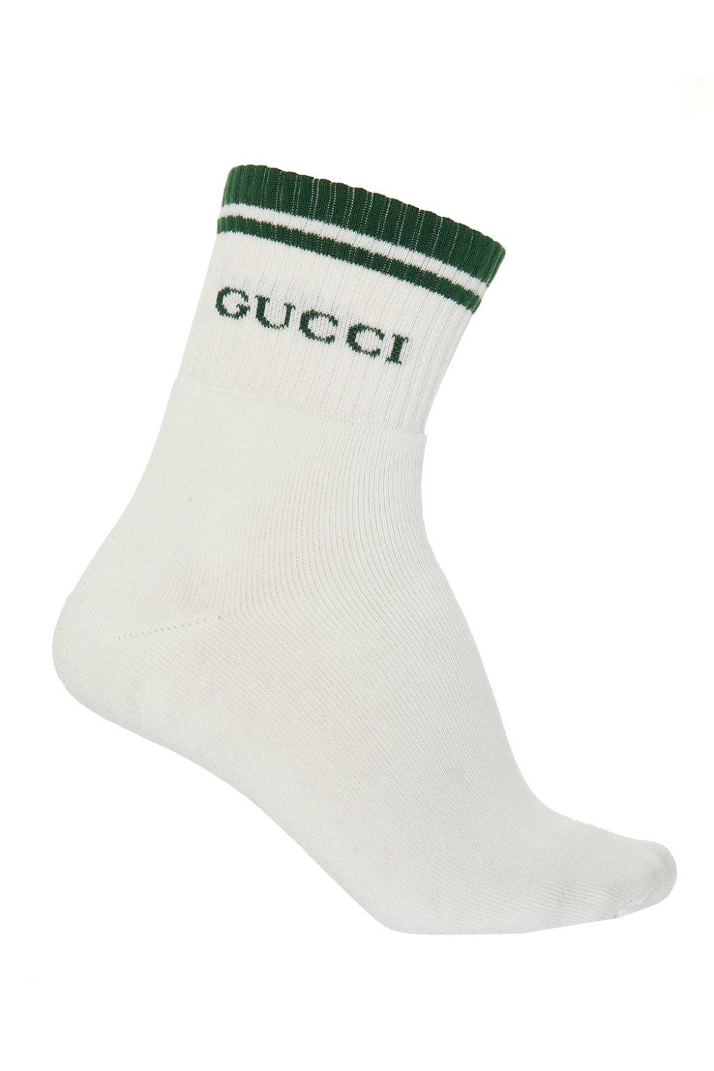 Gucci Cotton Branded Socks in White for Men - Lyst