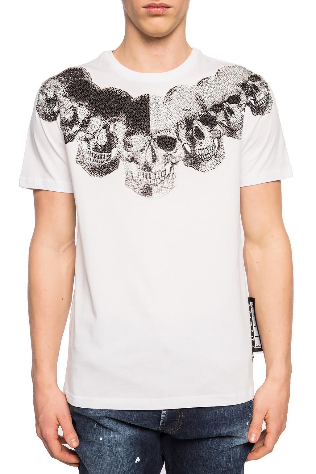 Philipp Plein Cotton Skull Print T-shirt in White for Men - Lyst