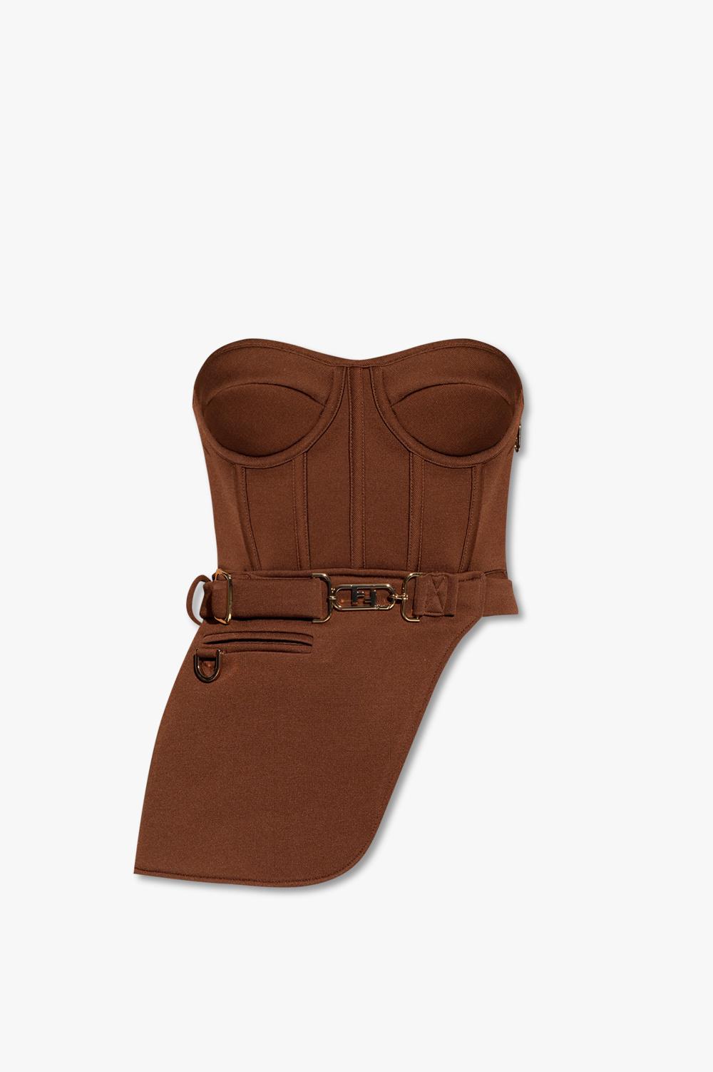 Fendi Bustier With Side Peplum in Brown | Lyst Canada