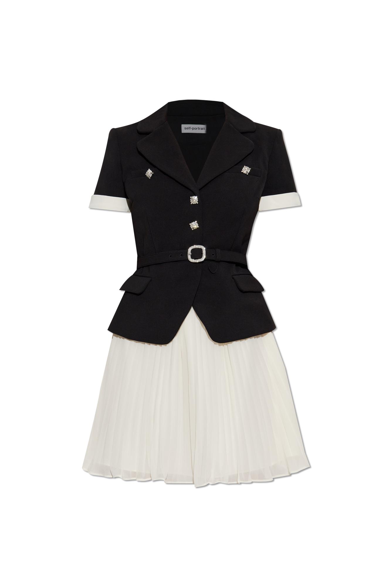 Self-Portrait Dress With Pleated Finish in Black | Lyst