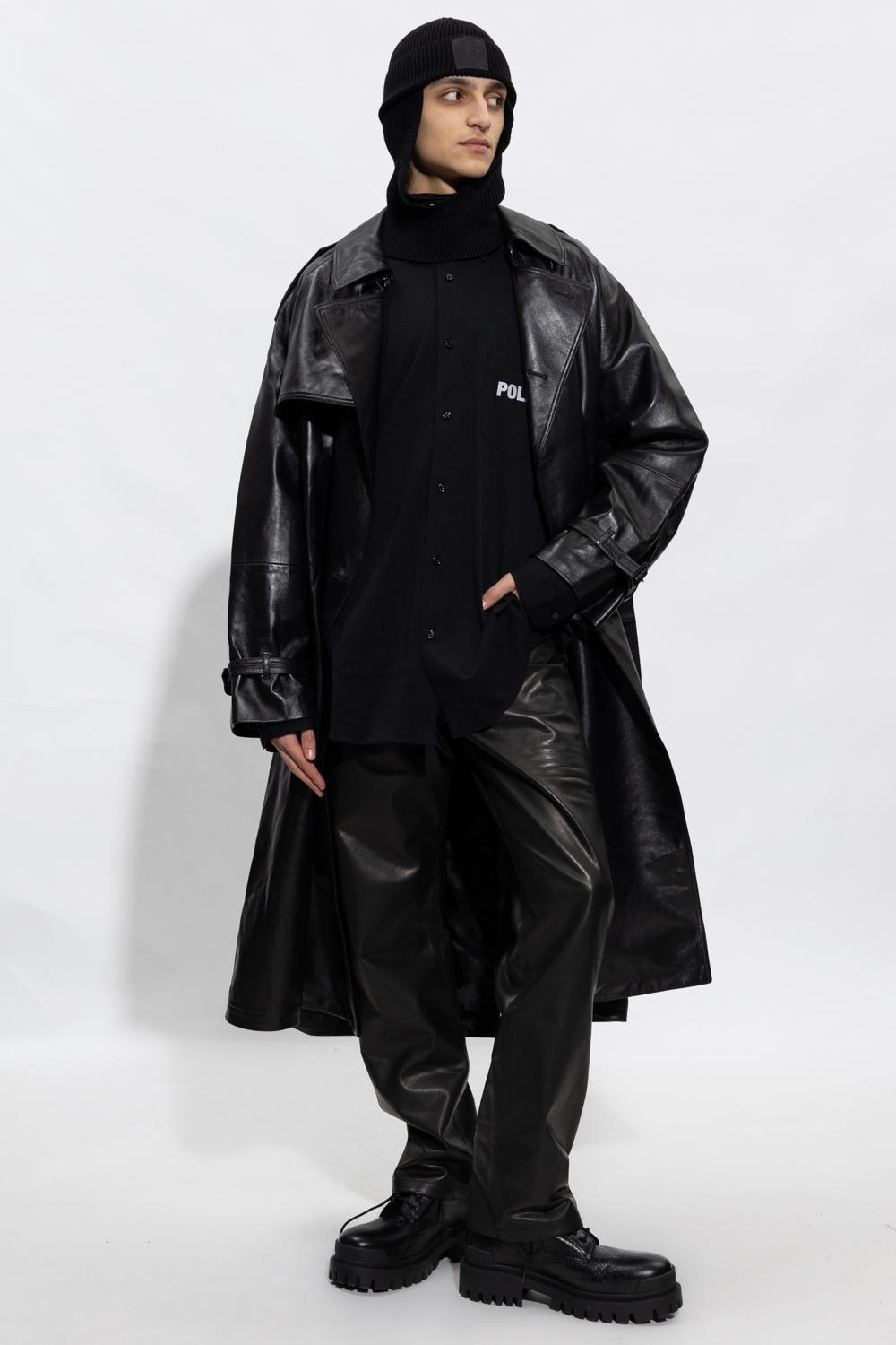 Vetements Leather Trench Coat in Black for Men | Lyst