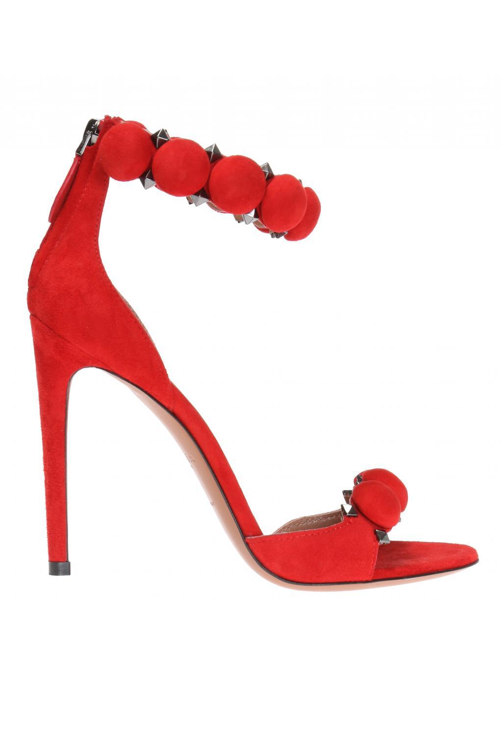 Alaïa Heeled Suede Sandals in Red - Save 27% - Lyst