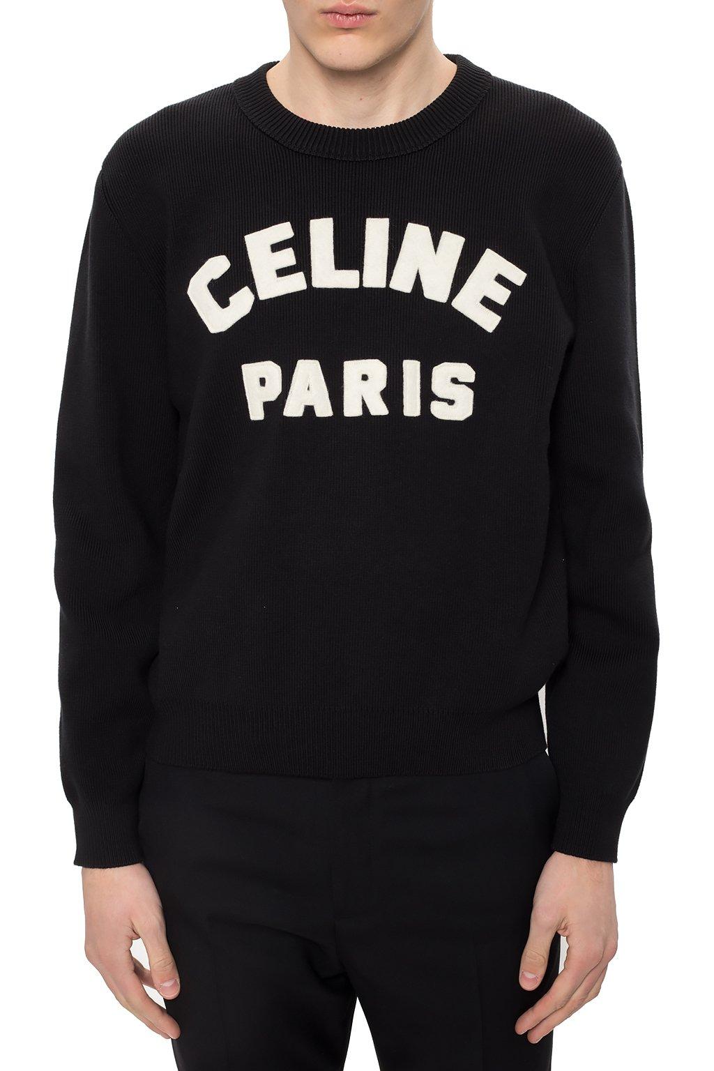 Celine Cotton Sweater With Logo in Black for Men - Lyst