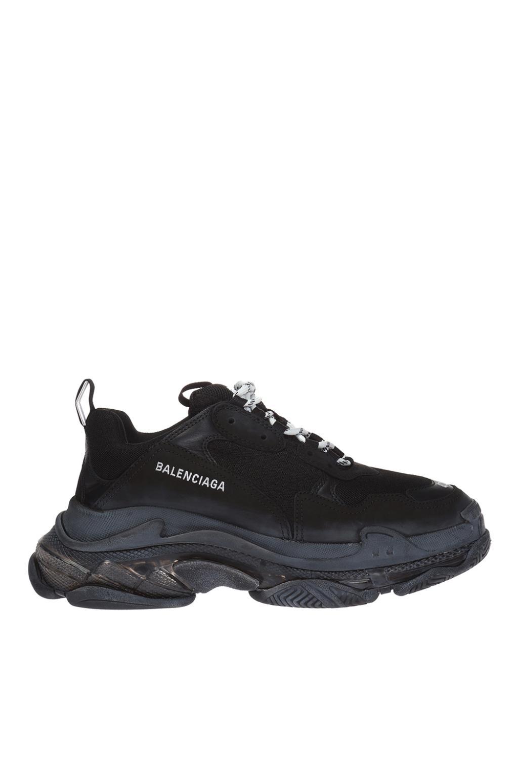 Balenciaga Leather 'triple S' Sneakers in Black for Men - Lyst