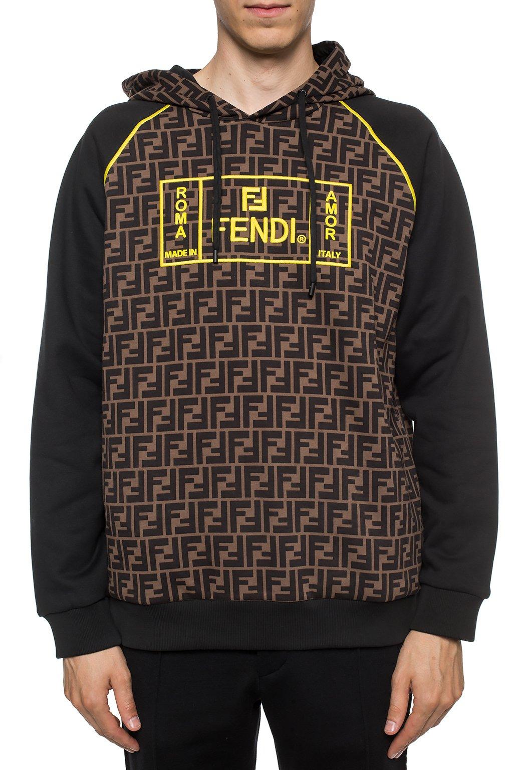 Fendi Cotton Roma Ff Logo Hoodie in Black for Men - Save 19% - Lyst