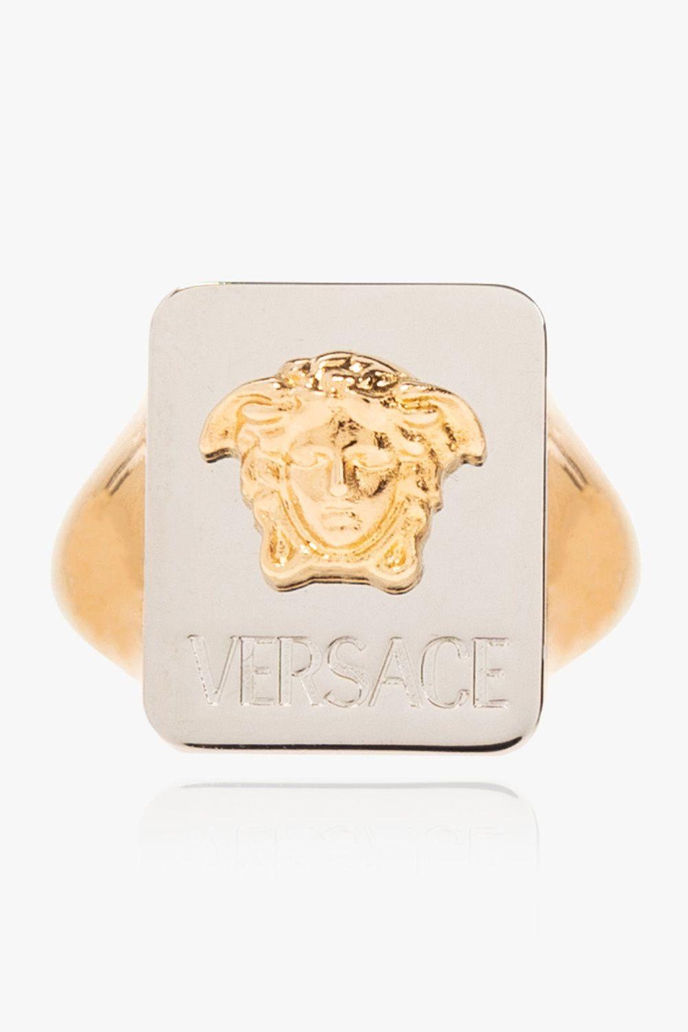 Versace Medusa Head Ring in White for Men | Lyst
