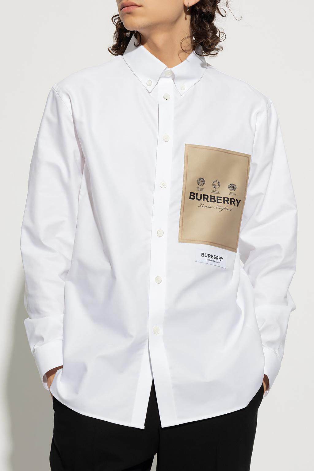 Burberry 'trafford' Shirt With Logo in White for Men | Lyst