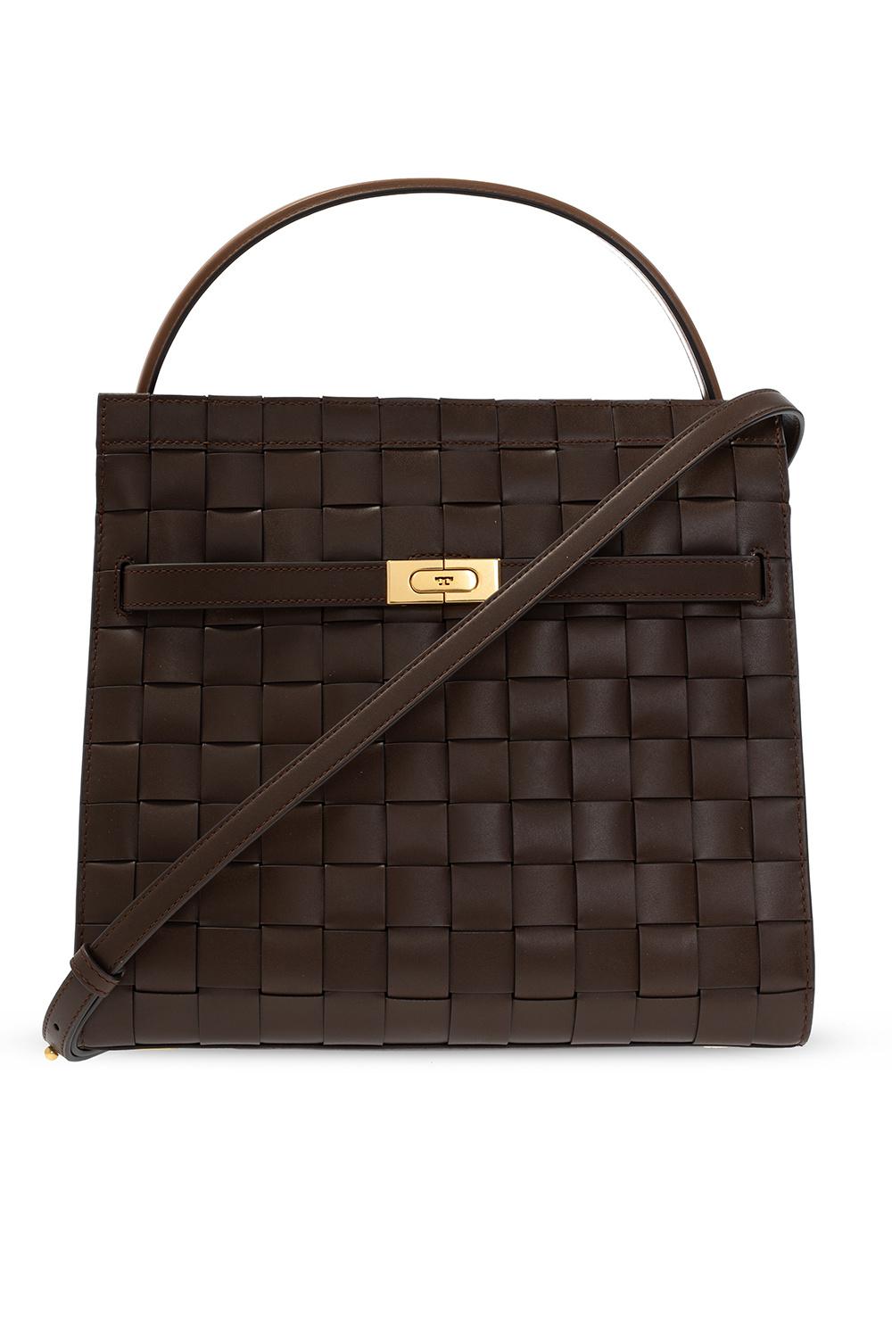 Tory Burch Lee Radziwill Woven Double Bag in Brown | Lyst