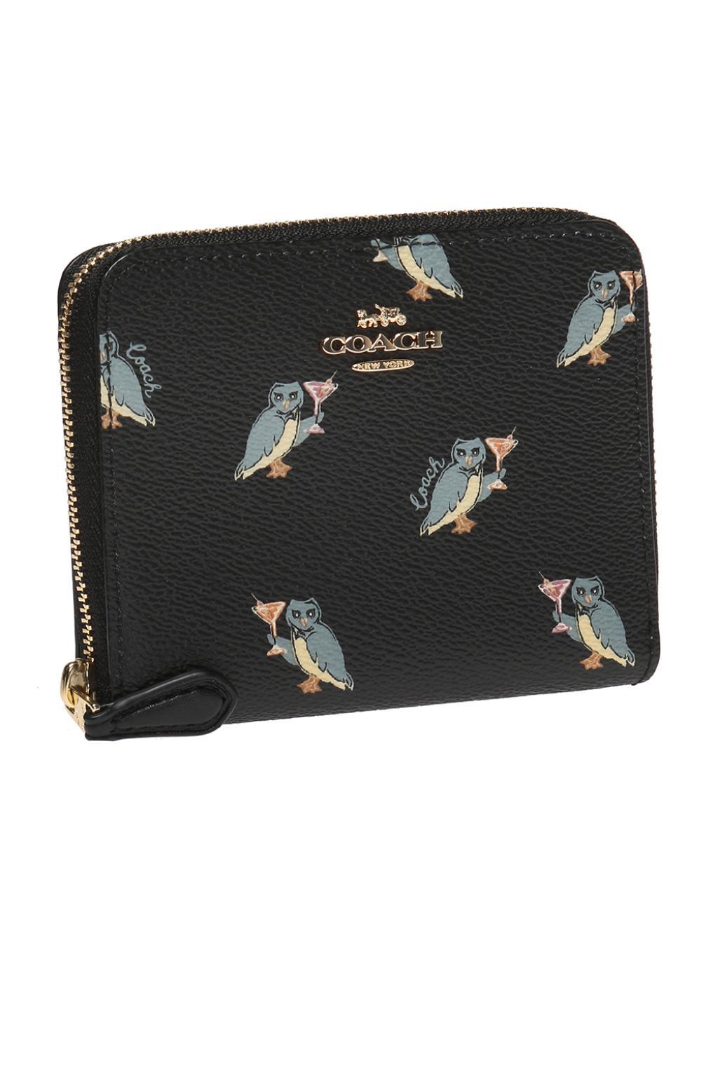COACH Canvas 1941 Small Zip Around Wallet With Party Owl Print in Black - Lyst