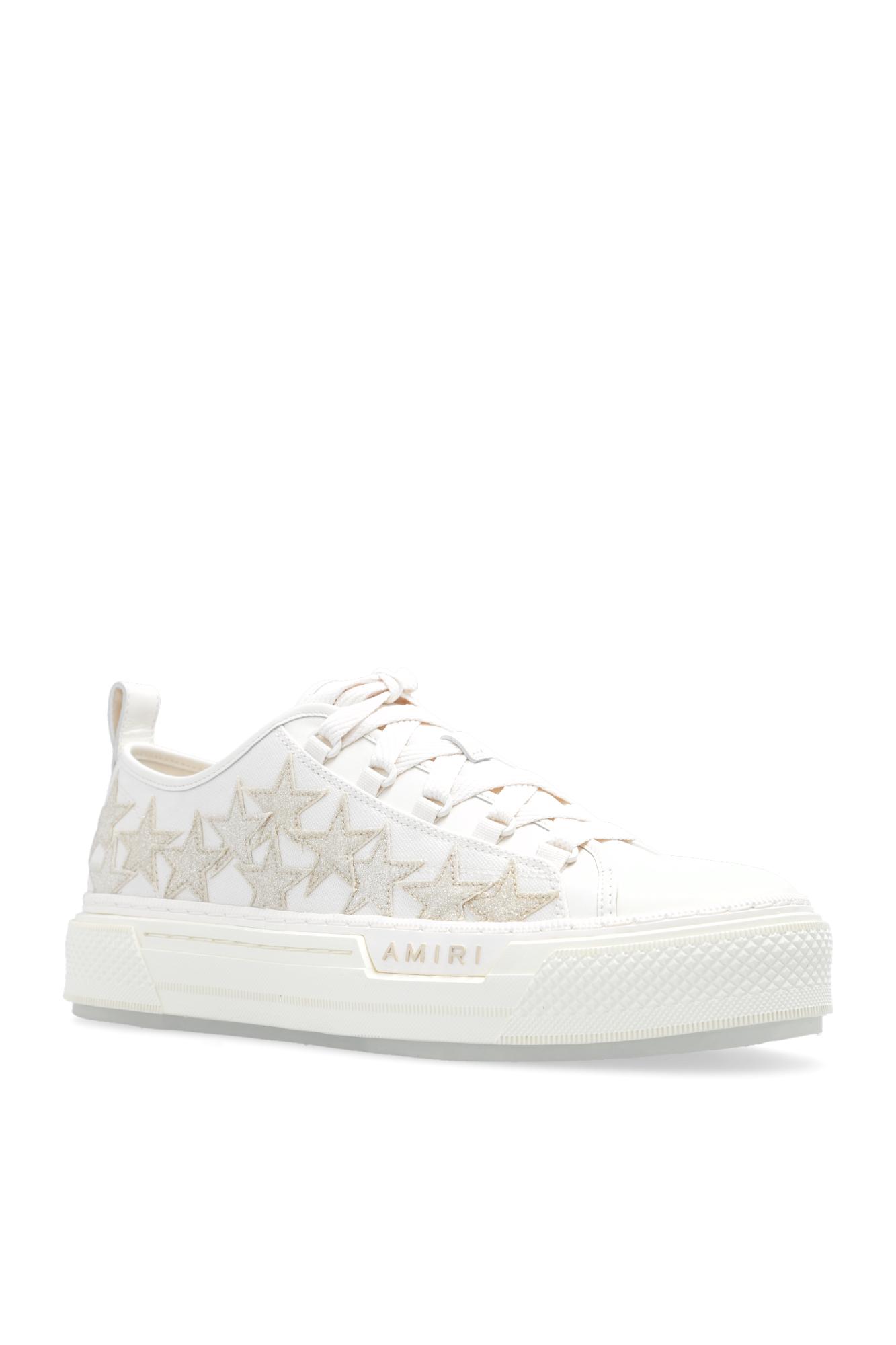 Amiri Crystal Glitter Stars Court Low Sneakers in White for