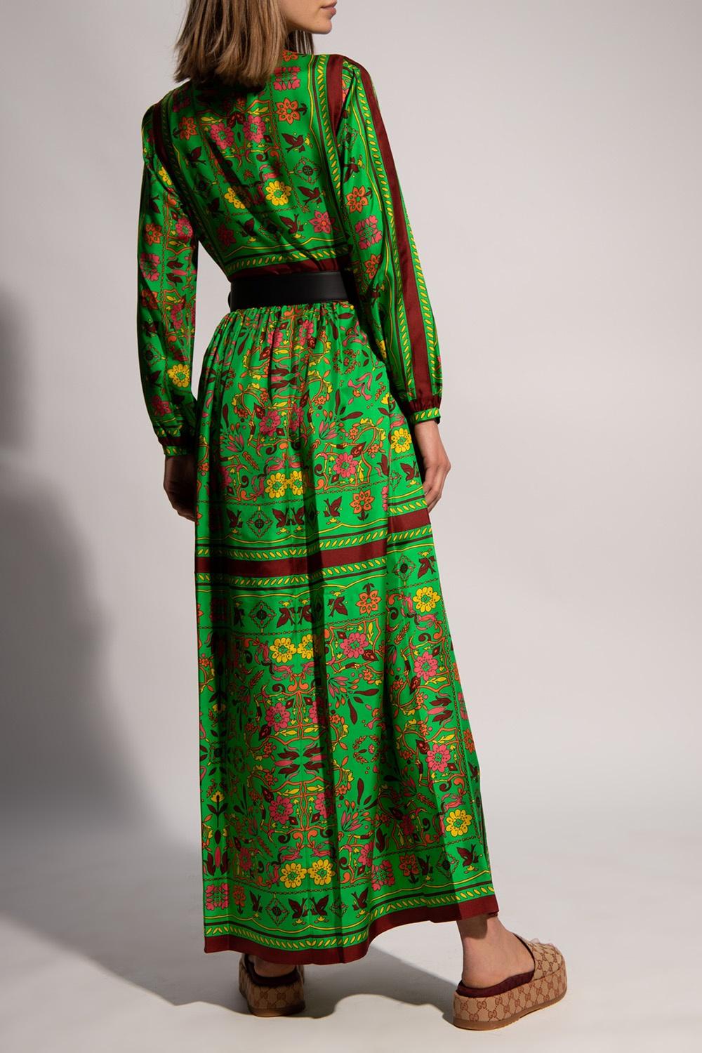Tory Burch Silk Scarf Printed Long Dress Multicolour in Green | Lyst  Australia