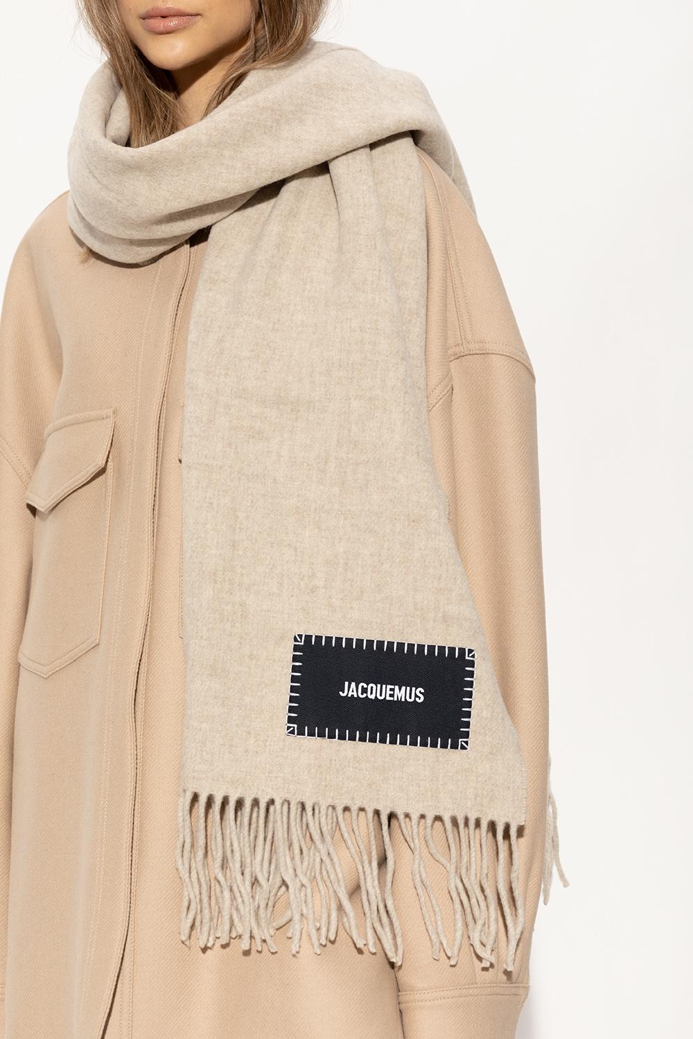 Jacquemus Wool Scarf With Logo in Natural | Lyst